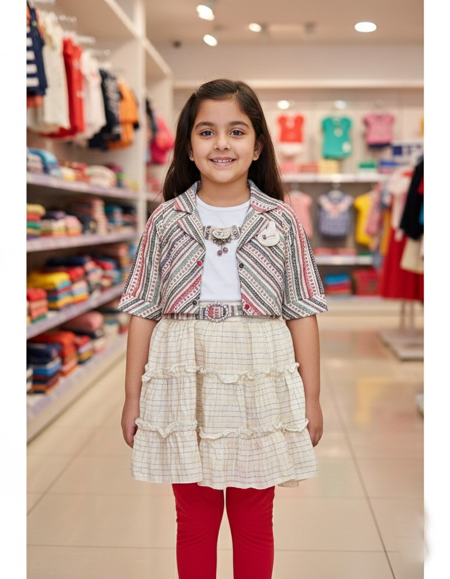 Casual frock with denim jacket & legging