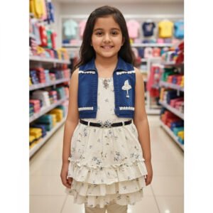 Casual frock with denim jacket & legging