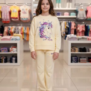 Unicorn print pajama t-shirt set